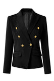 Black Peak Lapel dubbelknäppt satin damblazer