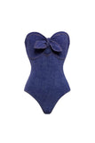Sweetheart Navy Denim tvådelad baddräkt med täckkjol