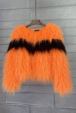 Shearling fuskpäls orange förtjockad dampäls