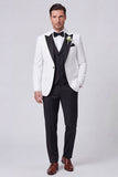 3-delade svarta enknapps topps-kavajkläder herrbalkostymer
