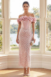 Axelbunden rougekorsett bodycon maxiklänning med 3D-blommor
