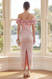Axelbunden rougekorsett bodycon maxiklänning med 3D-blommor