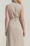 Khaki V-ringad bodycon midi-slits damdräkt med bälte