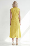 Butter Yellow hackad kavajslag med en knapps slim fit midi-arbetsklänning med slits