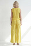 Butter Yellow V-ringad slim fit lång damdräkt med bälte