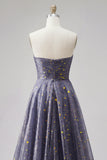 Celestial Midnight Enchanting Starry A-Line Sweetheart Long Balklänning med rosett