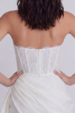 Axelbandslös korsett Bodycon Lace Liten Vit klänning