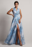 Lake Blue Notched Lapel A Line Mother Of the Bride Klänning