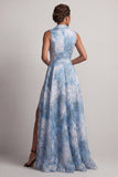 Lake Blue Notched Lapel A Line Mother Of the Bride Klänning