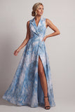 Lake Blue Notched Lapel A Line Mother Of the Bride Klänning