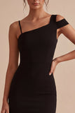 Svart enaxlad kort bodycon formell klänning med slits