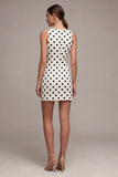 White Black Dots Bateau Neck Bodycon examensklänning