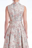 A-linje rosa blomnotch kragslag Jacquard Long Mother Of the Bride-klänning med bälte