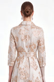 Champagne A-linje Jacquard Long Mother Of the Bride-klänning med bälte