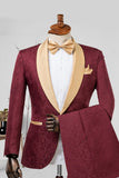 2-delad champagne Jacquard Shawl Kavajslag Herrkostymer