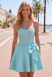 Gul Sweetheart A-Line Pearls korsett hemkomstklänning med rosett