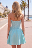 Gul Sweetheart A-Line Pearls korsett hemkomstklänning med rosett
