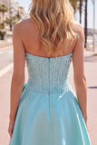 Gul Sweetheart A-Line Pearls korsett hemkomstklänning med rosett