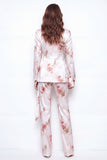 2-delade White Red Flower Satin Peak Lapel dubbelknäppta blomsterdräkter för kvinnor