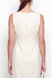 Elfenbensfärgad Bateau-hals Bodycon Midi arbetsklänning med slits