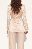 Satin Champagne Peak Lapel 2-delade damkostymer