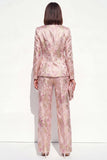 Blush Floral Peak Lapel tvådelade dubbelknäppta damkostymer med fickor