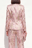 Blush Floral Peak Lapel tvådelade dubbelknäppta damkostymer med fickor