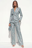 Blush Floral Peak Lapel tvådelade dubbelknäppta damkostymer med fickor
