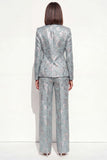 Blush Floral Peak Lapel tvådelade dubbelknäppta damkostymer med fickor