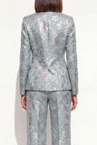 Blush Floral Peak Lapel tvådelade dubbelknäppta damkostymer med fickor