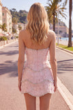 Sweetheart Pink Bodycon Homecoming-klänning med pärlbroderi