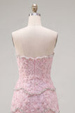 Sweetheart Pink Bodycon Homecoming-klänning med pärlbroderi