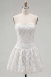 A-Line White Sweetheart blommig hemkomstklänning