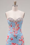 Sweetheart Yellow Corset Blommig Tight Homecoming-klänning