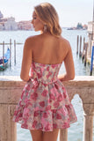 Grön Sweetheart A-Line korsett Jacquard hemkomstklänning med volanger