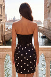 Svart och vit Sweetheart Bodycon korsett Key Hole Homecoming-klänning med rosett