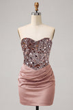 Sweetheart Champagne Paljetter Bodycon Mini Homecoming-klänning
