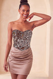 Sweetheart Champagne Paljetter Bodycon Mini Homecoming-klänning