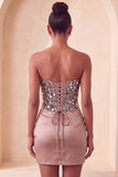 Sweetheart Champagne Paljetter Bodycon Mini Homecoming-klänning