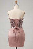 Sweetheart Champagne Paljetter Bodycon Mini Homecoming-klänning