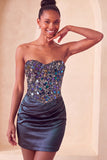 Sweetheart Champagne Paljetter Bodycon Mini Homecoming-klänning