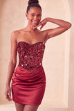 Sweetheart Champagne Paljetter Bodycon Mini Homecoming-klänning