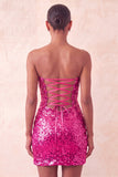Sweetheart Fuchsia Keyhole Bodycon glittrig paljettklänning med hemkomstklänning med slits