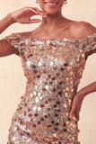 Glitslande champagne med bodycon homecoming-klänning med paljetter