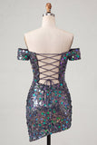 Glitslande champagne med bodycon homecoming-klänning med paljetter