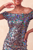 Glitslande champagne med bodycon homecoming-klänning med paljetter