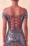 Glitslande champagne med bodycon homecoming-klänning med paljetter