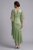 Vattenmelonsjöjungfru Asymmetriska paljetter Mother Of the Bride Klänning med volanger