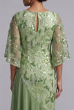 Vattenmelonsjöjungfru Asymmetriska paljetter Mother Of the Bride Klänning med volanger