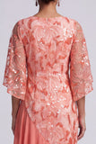 Vattenmelonsjöjungfru Asymmetriska paljetter Mother Of the Bride Klänning med volanger